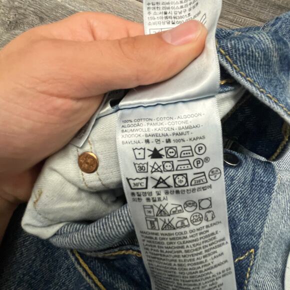 Levis 501 Mid Wash Blue Mens 36x32 Button Fly Straight Leg Denim Jeans Red Tab - Picture 14 of 16